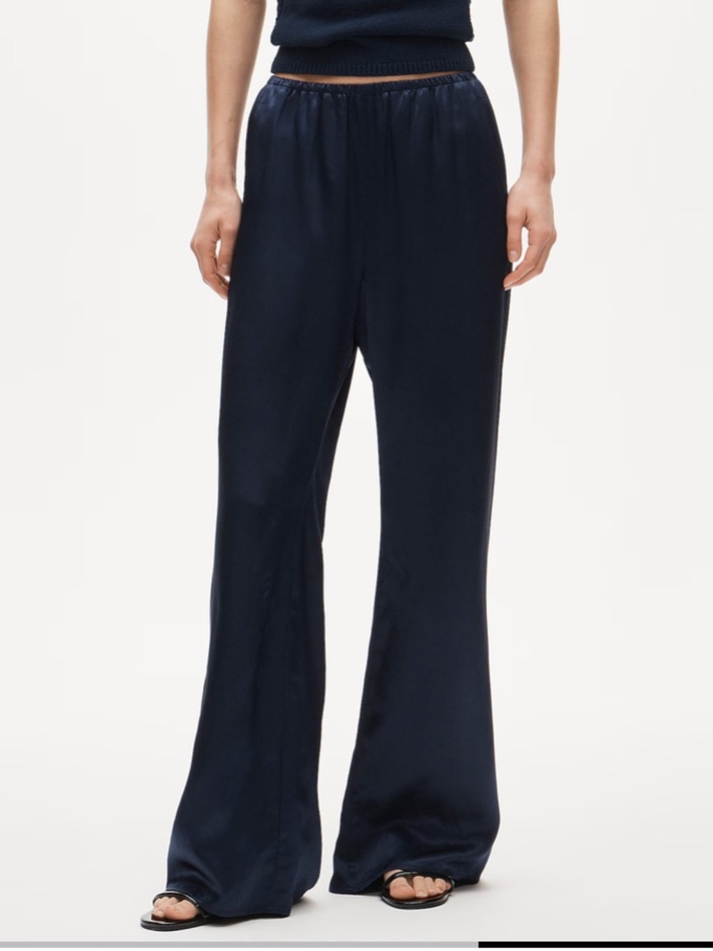 J crew navy Cosmo pant in luster charmeuse
